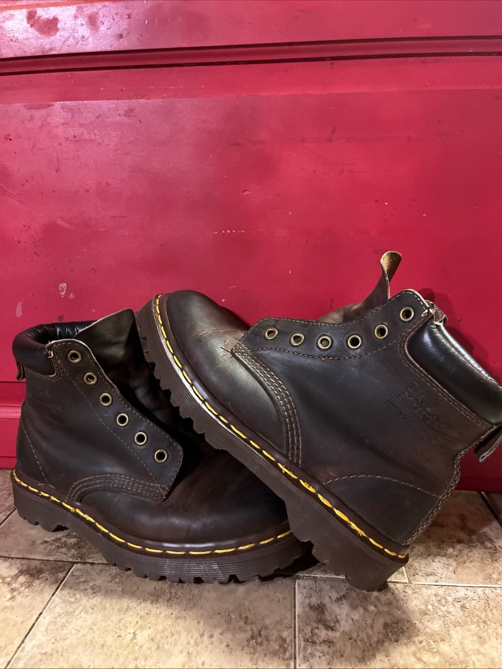 🔥 dr martens 6 eye boots Brown Size 4 Docs Made In England Mens Women READ